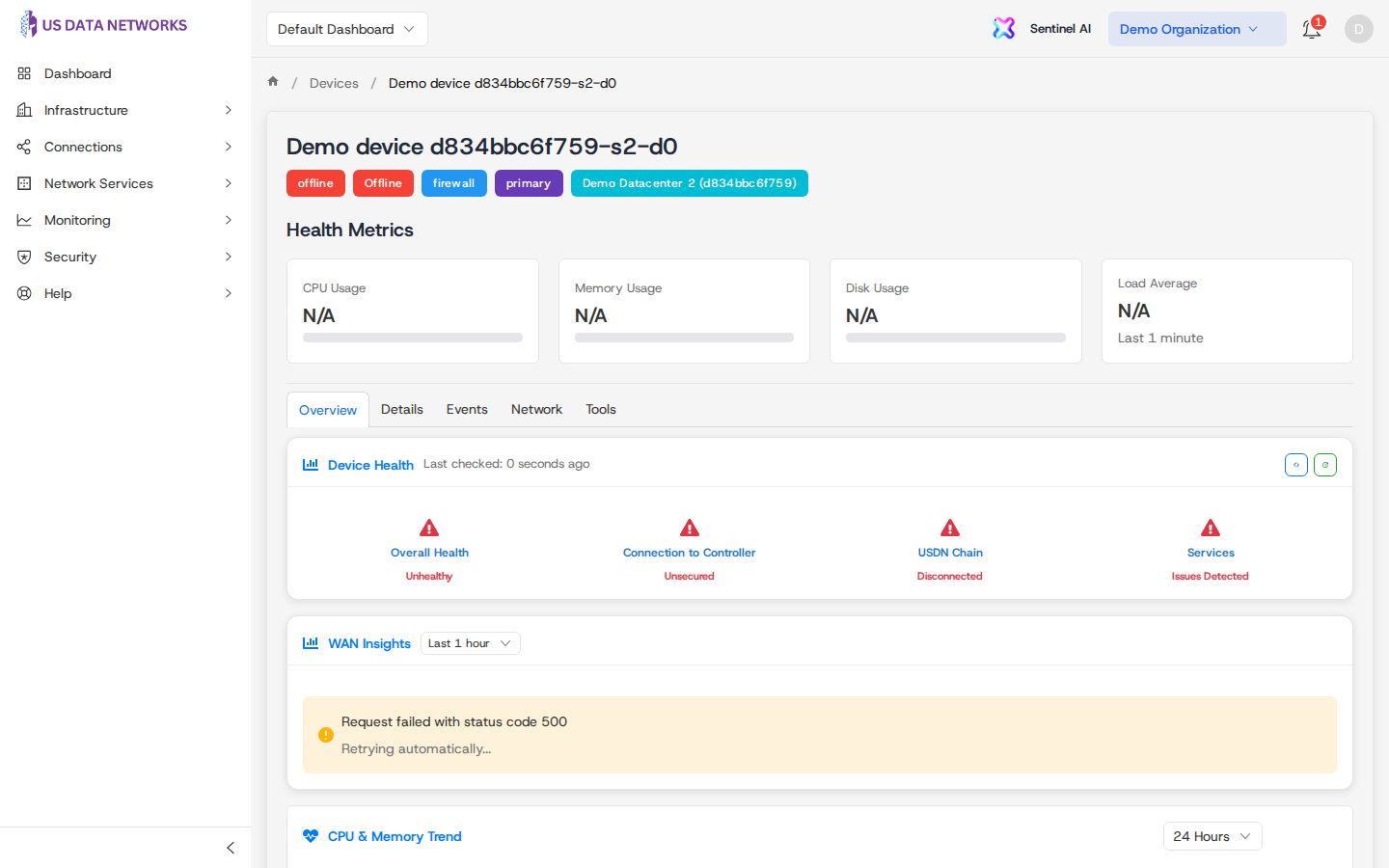 Device detail — Overview tab