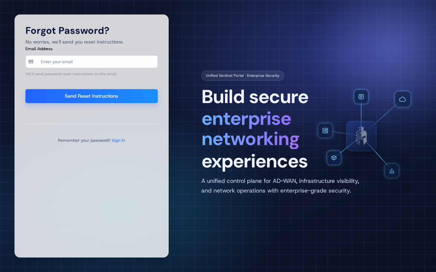 Forgot password — enter your email