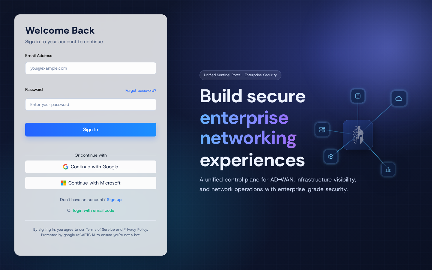 Login page with password recovery link