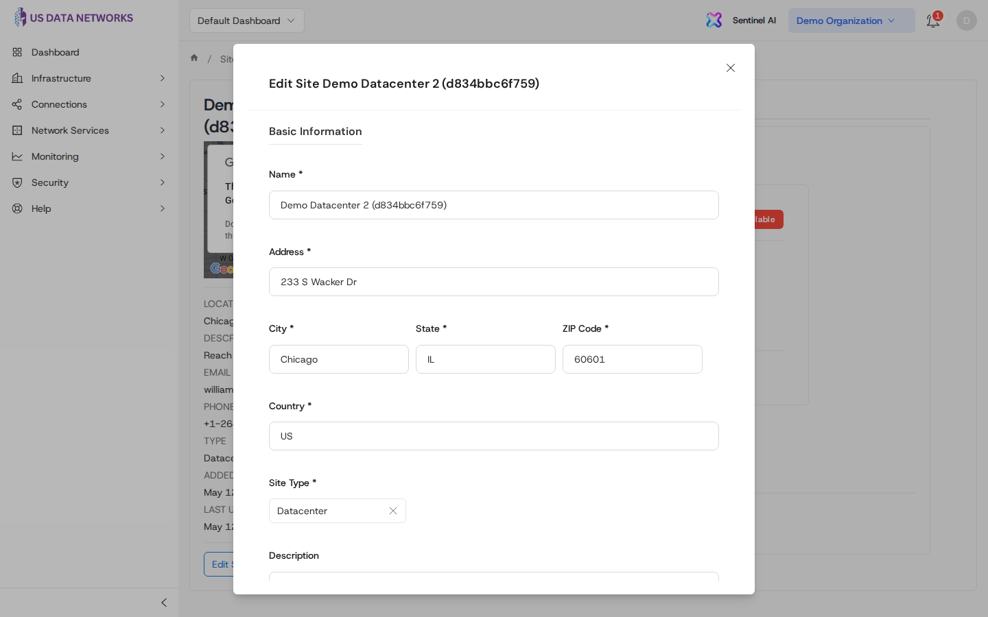 Edit Site dialog